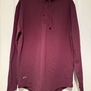 Men's BYLT Burgundy Drop Cut Hooded Henley